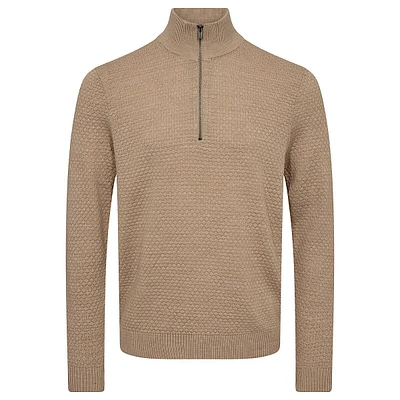 Quarter-Zip Bubble-Knit Merino Wool-Blend Sweater