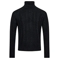 Turtleneck Merino Wool-Blend Cabled Sweater