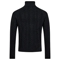 Turtleneck Merino Wool-Blend Cabled Sweater