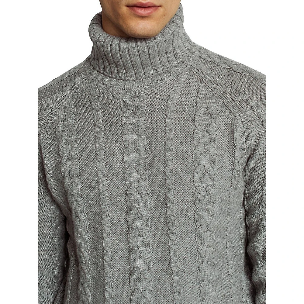 Kano Merino Wool-Blend Cable-Knit Turtleneck Sweater