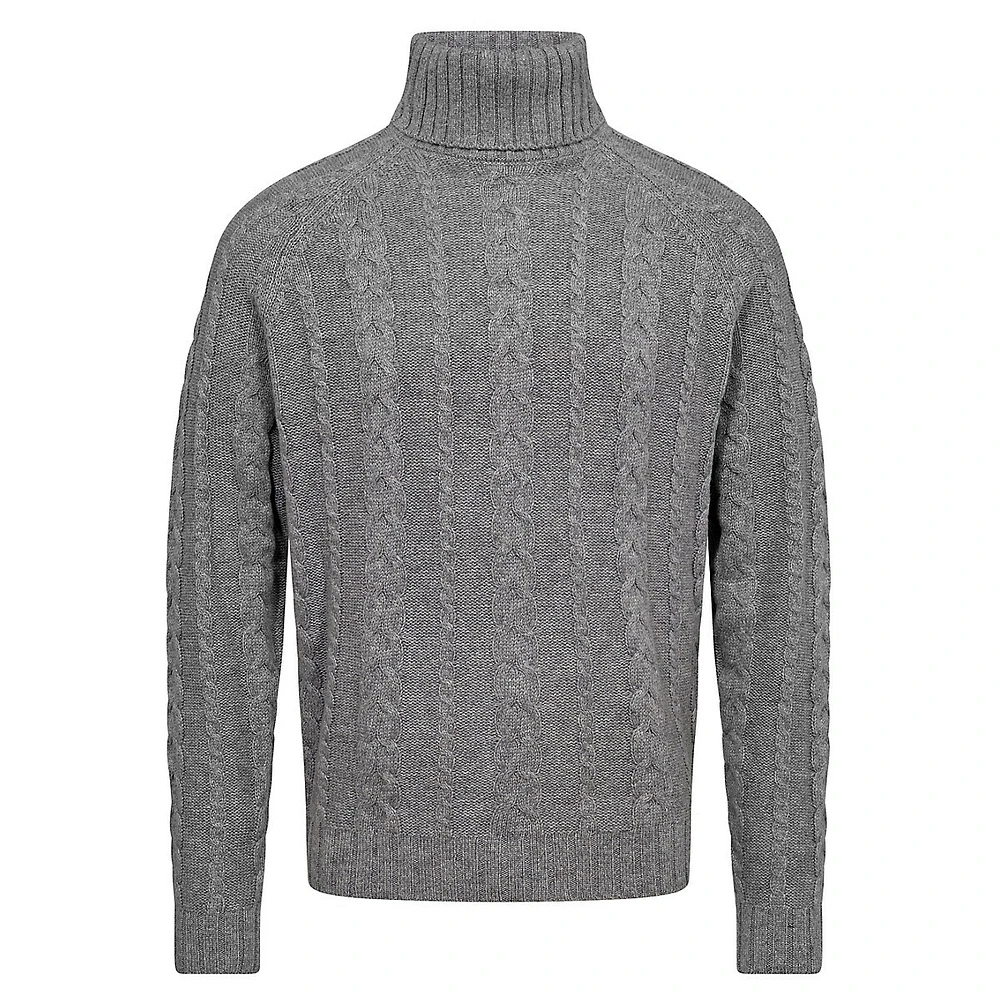 Kano Merino Wool-Blend Cable-Knit Turtleneck Sweater