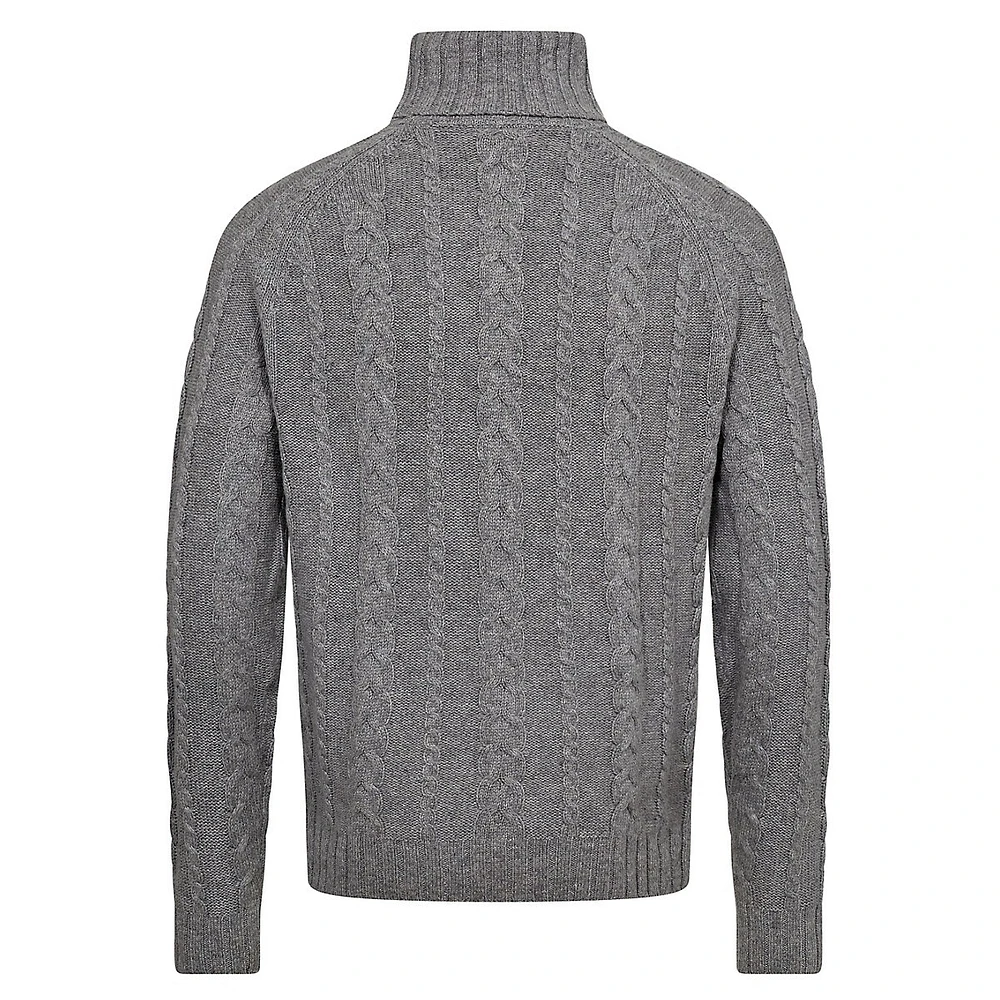 Kano Merino Wool-Blend Cable-Knit Turtleneck Sweater