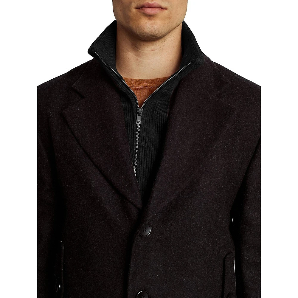 Kodiak Knit-Collar Wool-Blend Coat