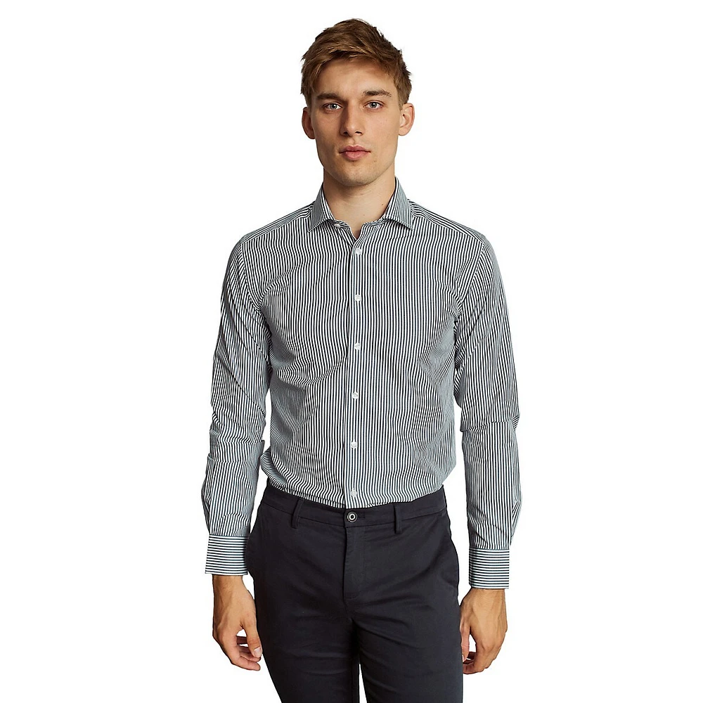 Kevin Modern-Fit Striped Poplin Dress Shirt