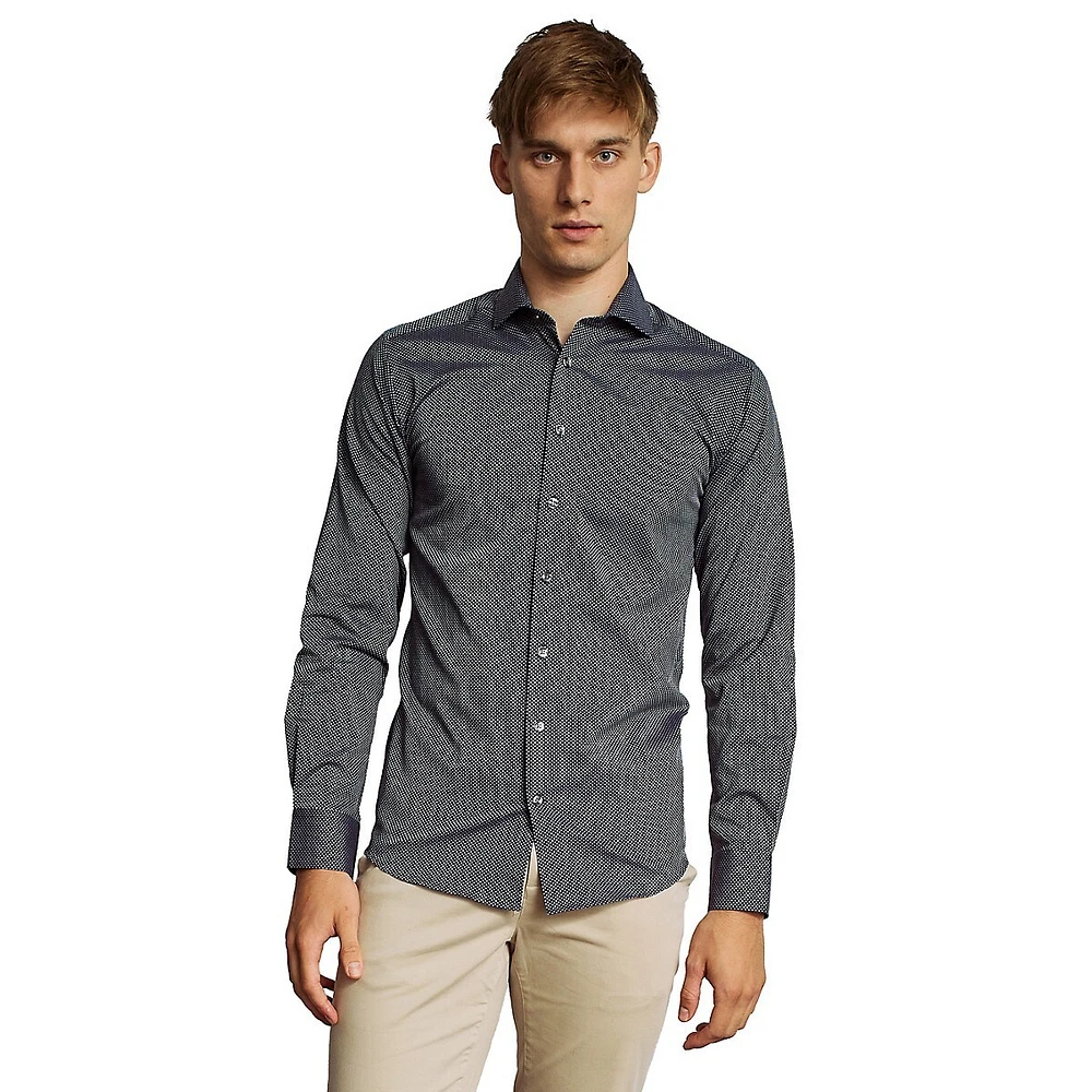 Teague Modern-Fit Dotted Dobby Dress Shirt