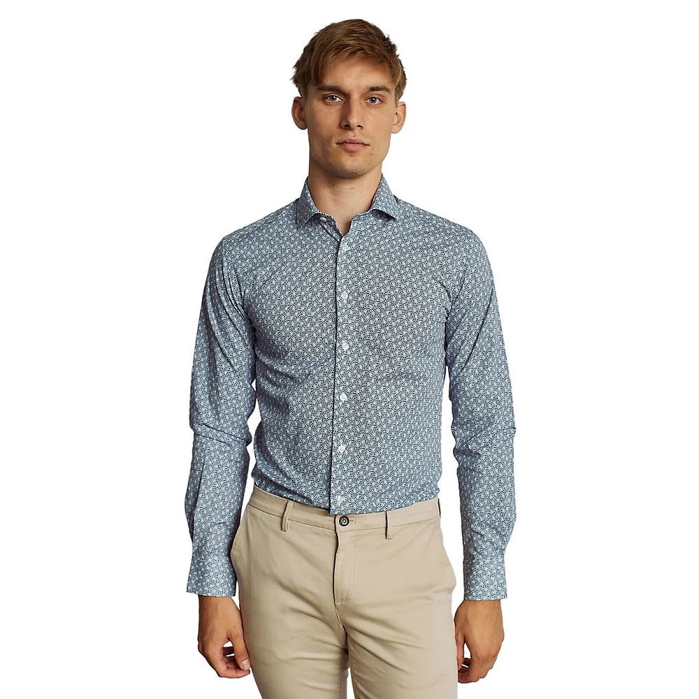 Hassan Modern-Fit Printed Poplin Shirt