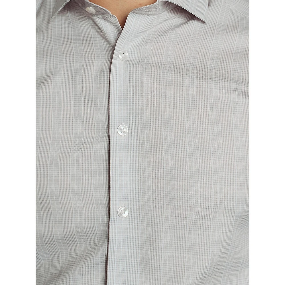 Glan Modern-Fit Checkered Twill Dress Shirt