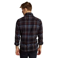 Tethys Modern-Fit Brushed Plaid Casual Shirt