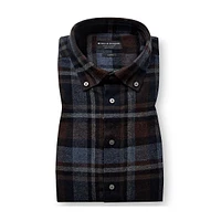 Tethys Modern-Fit Brushed Plaid Casual Shirt