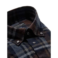 Tethys Modern-Fit Brushed Plaid Casual Shirt