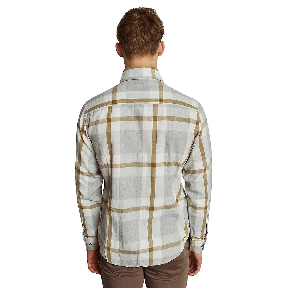 Triton Casual Modern-Fit Brushed-Cotton Check Shirt