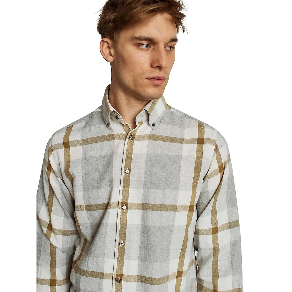 Triton Casual Modern-Fit Brushed-Cotton Check Shirt