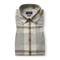 Triton Casual Modern-Fit Brushed-Cotton Check Shirt