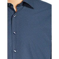 Modern-Classic Fit Easy-Care Spread Collar Geo-Print Dress Shirt