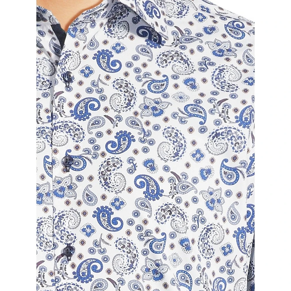 Modern-Classic Fit Easy-Care Spread Collar Paisley Dress Shirt