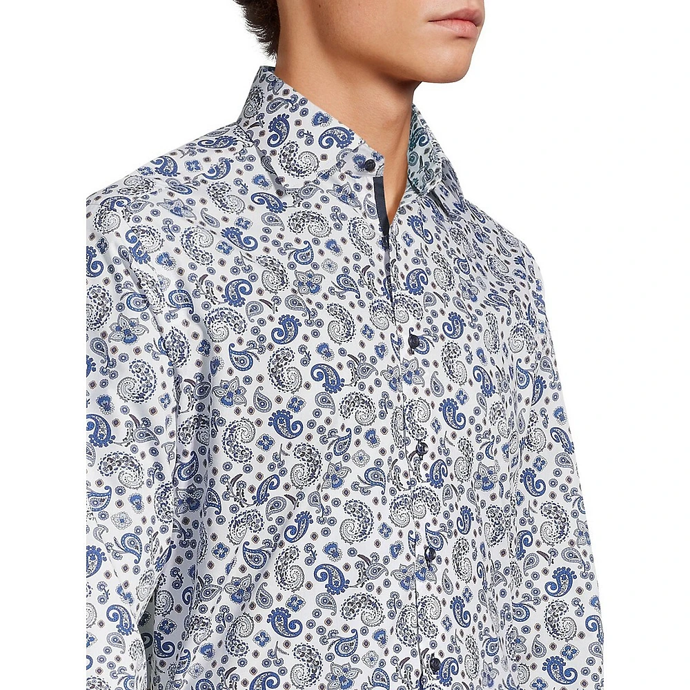 Modern-Classic Fit Easy-Care Spread Collar Paisley Dress Shirt