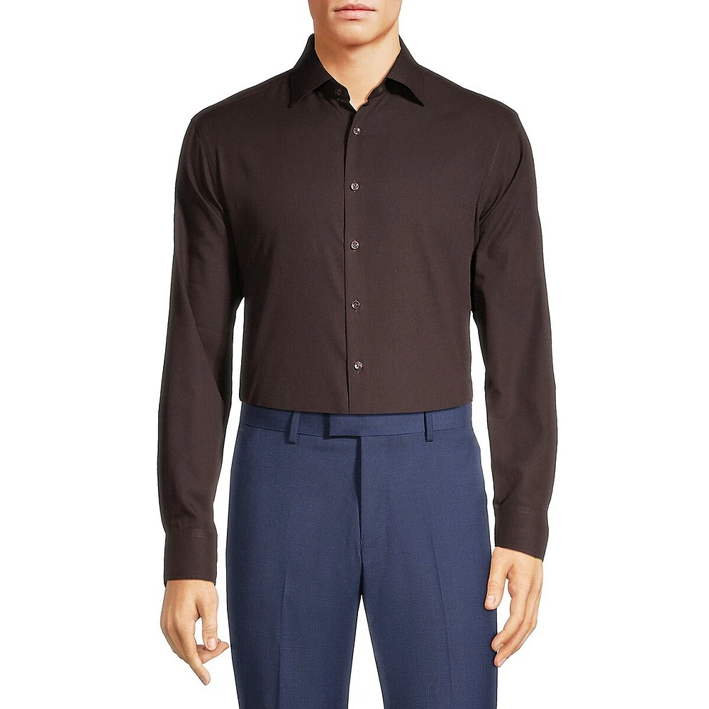 Modern-Classic Fit Easy-Care Textured Dress Shirt