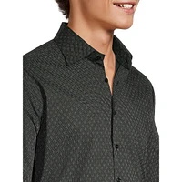 Modern-Classic Fit Dotted Diamond-Print Dress Shirt