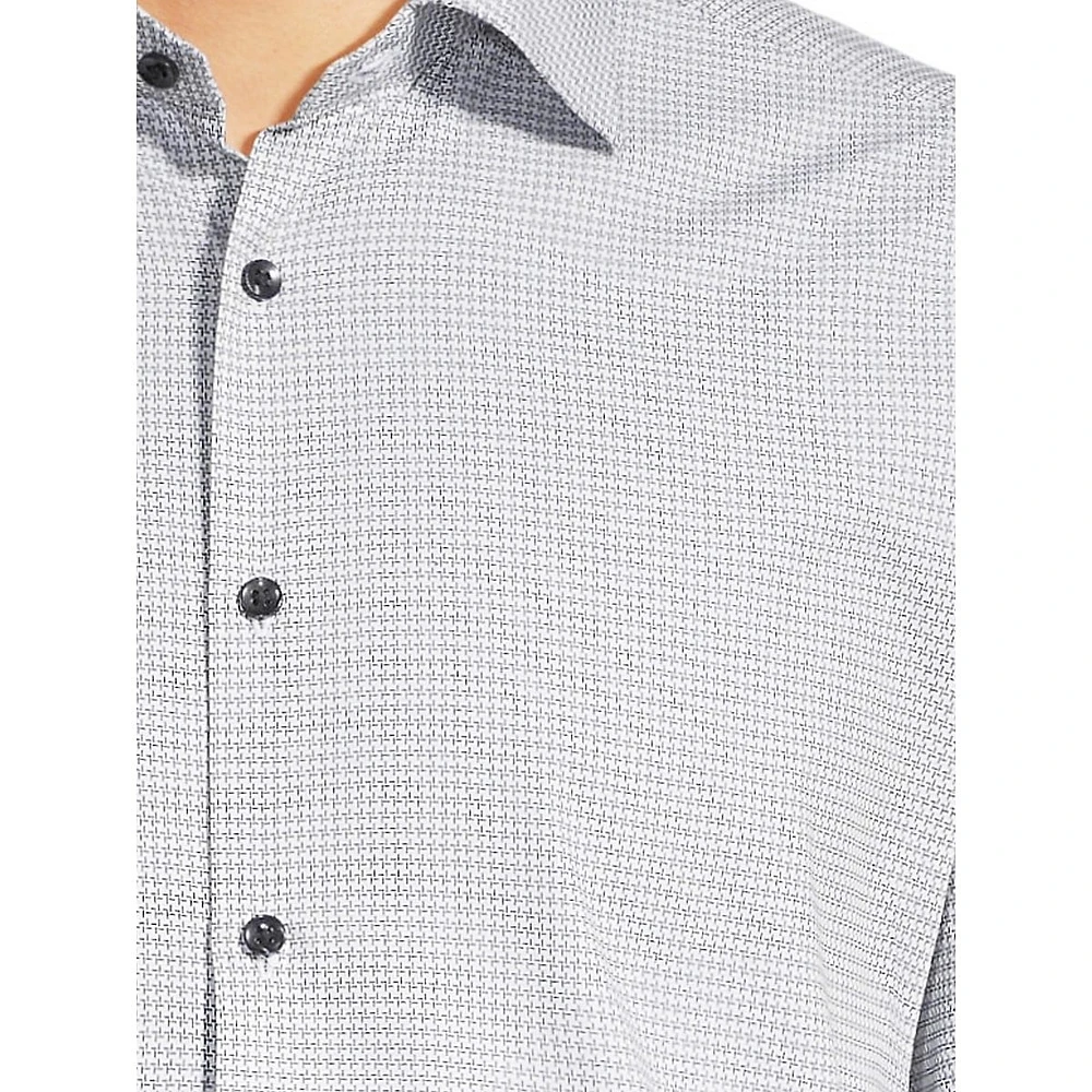 Modern-Classic Fit Easy-Care Spread Collar Geo-Print Dress Shirt