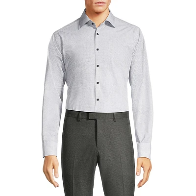 Modern-Classic Fit Easy-Care Spread Collar Geo-Print Dress Shirt