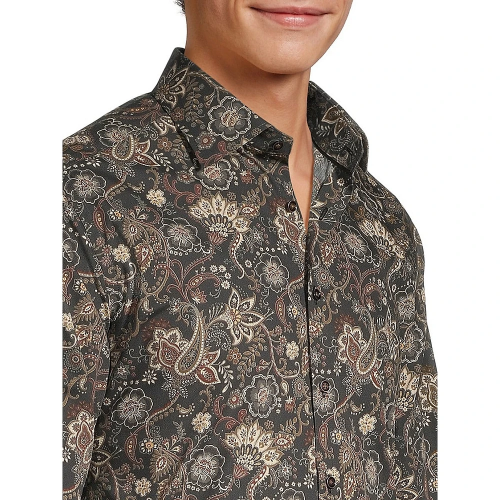 Modern-Classic Fit Easy-Care Paisley-Print Dress Shirt