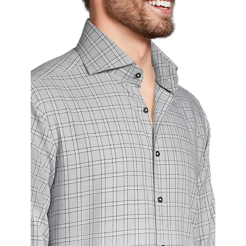 Slim-Fit Cutaway-Collar Plaid Dress Shirt