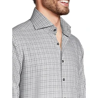 Slim-Fit Cutaway-Collar Plaid Dress Shirt