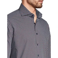 Slim-Fit Cutaway-Collar Geo-Print Dress Shirt