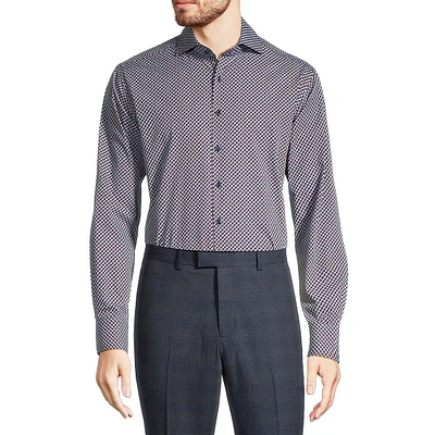 Slim-Fit Cutaway-Collar Geo-Print Dress Shirt