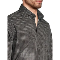 Slim-Fit Cutaway-Collar Medallion-Print Dress Shirt