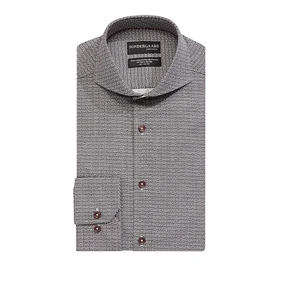 Fitted Micro-Pattern Dress Shirt