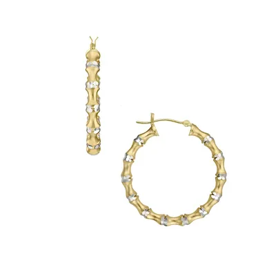 10K Gold & Sterling Silver Hoop Earrings