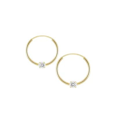 10K Yellow Gold Cubic Zirconia Hoop Earrings