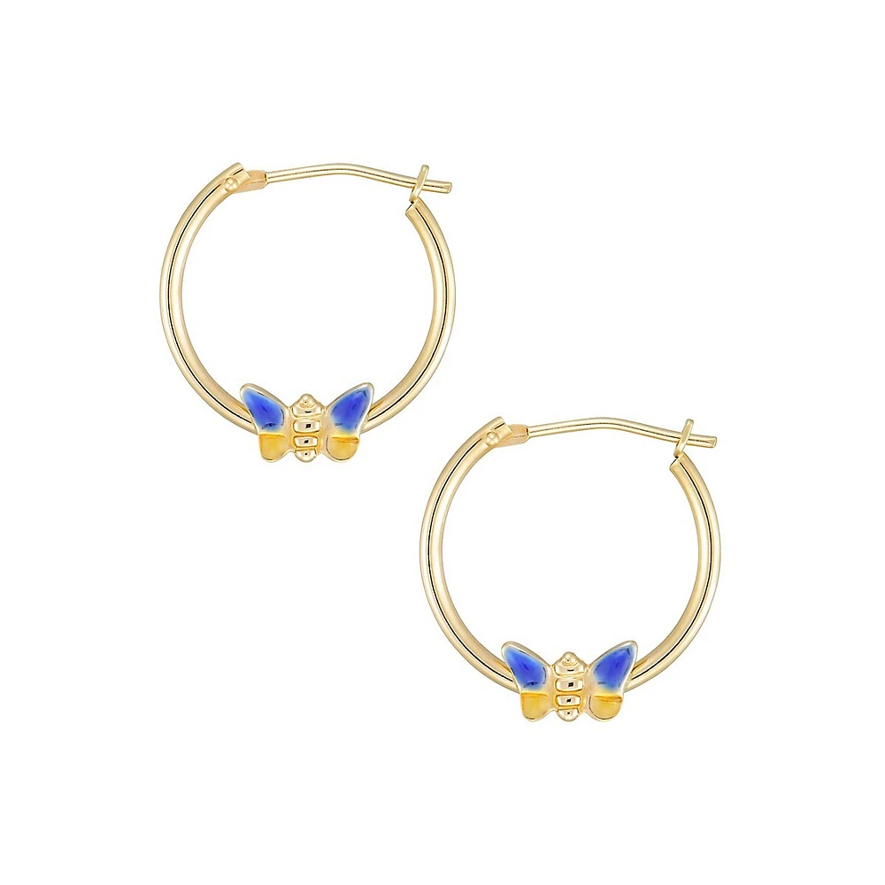 10K Yellow Gold Butterfly Hoop Earrings