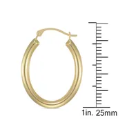 10K Yellow Gold Oval Hoop Earrings
