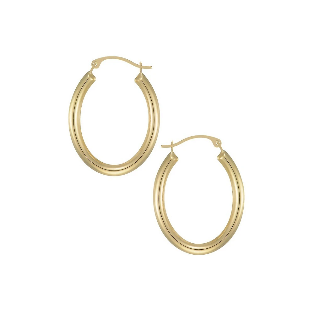 10K Yellow Gold Oval Hoop Earrings