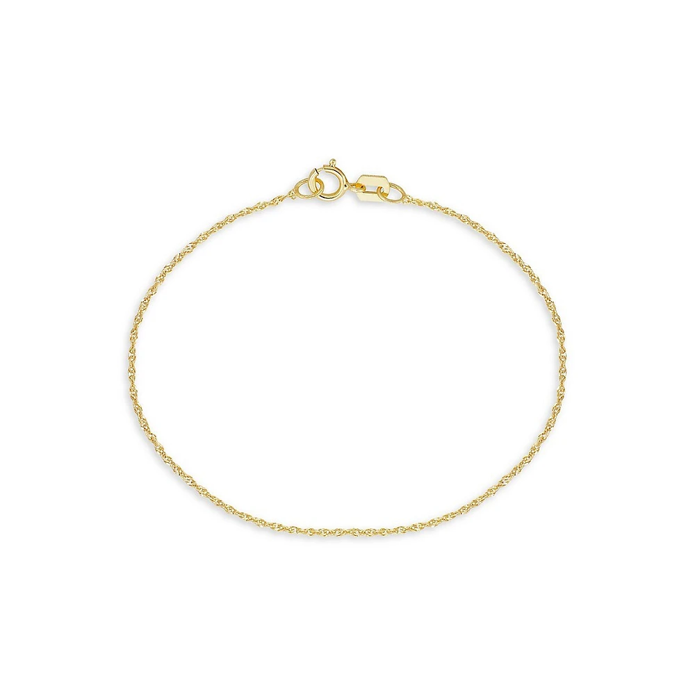 Bracelet de cheville en chaîne Singapour en or jaune 10 ct