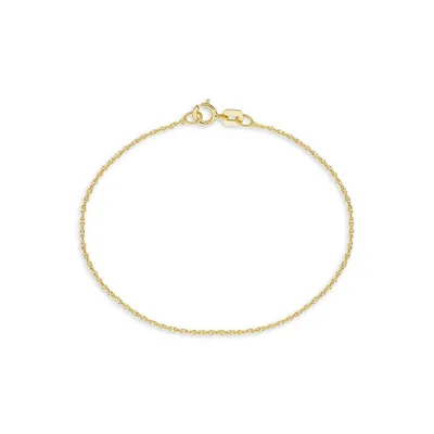 Bracelet de cheville en chaîne Singapour en or jaune 10 ct