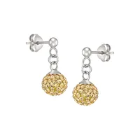 Sterling Silver & Topaz-Colour Cubic Zirconia Drop Earrings