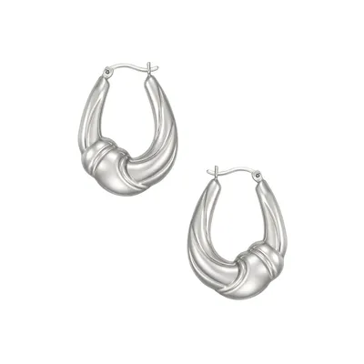 Sterling Silver Creole Oval Hoop Earrings