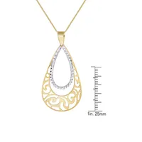 Two-Tone Sterling Silver Filigree Teardrop Pendant Necklace