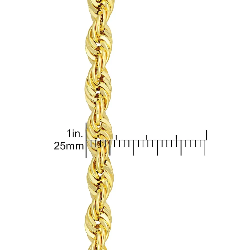 Collier en chaîne corde en argent sterling plaqué or 10 ct