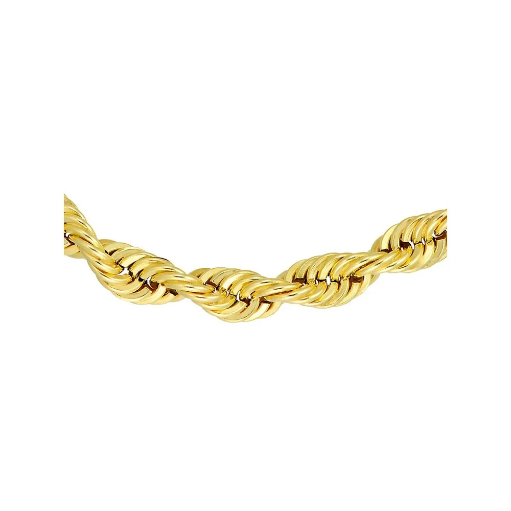 10K Goldplated Sterling Silver Rope Chain Bracelet - 7.5-Inch x 6MM