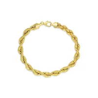 10K Goldplated Sterling Silver Rope Chain Bracelet - 7.5-Inch x 6MM