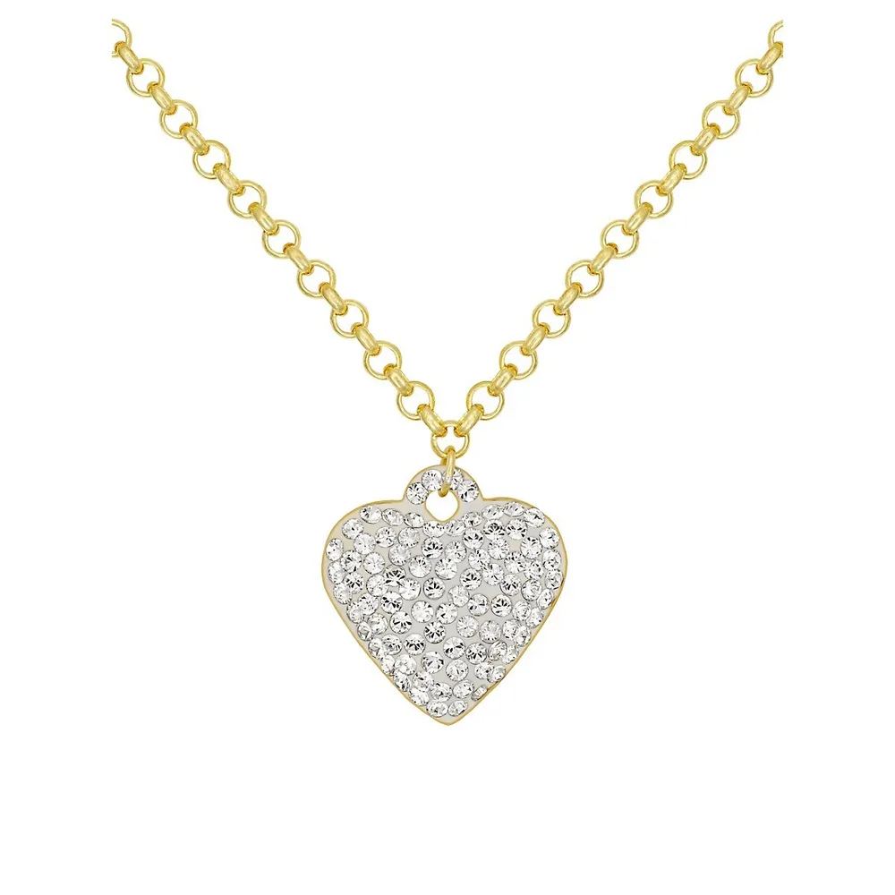 10K Two-Tone Goldplated Sterling Silver & Cubic Zirconia Heart Necklace