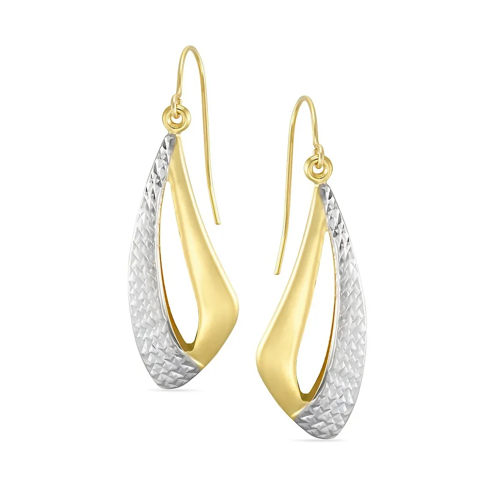 Two-Tone Fancy Open-Drop Hook Earrings