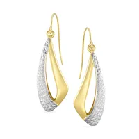 Two-Tone Fancy Open-Drop Hook Earrings