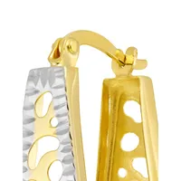 10K Two-Tone Goldplated Sterling Silver Cutout Huggie Hoop Earrings