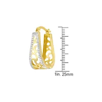 10K Two-Tone Goldplated Sterling Silver Cutout Huggie Hoop Earrings