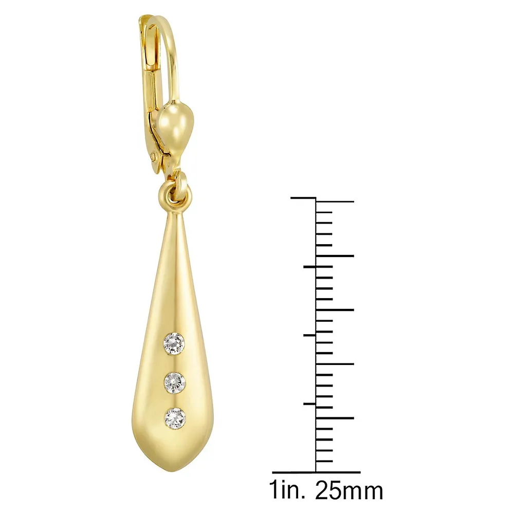 10K Goldplated & Cubic Zirconia Teardrop Earrings